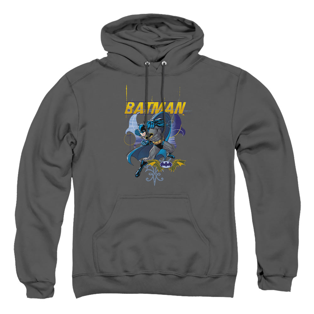 AN OFFCIALLY LICENSED BATMAN URBAN GOTHIC ADULT UNISEX PULLOVER HOODIE CHARCOAL