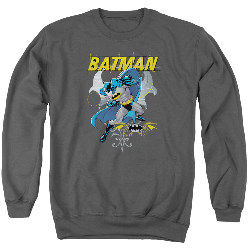 AN OFFCIALLY LICENSED BATMAN URBAN GOTHIC ADULT UNISEX CREWNECK SWEATSHIRT CHARCOAL