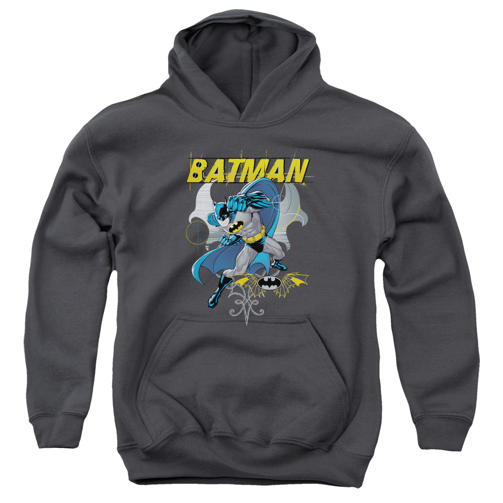 AN OFFCIALLY LICENSED BATMAN URBAN GOTHIC YOUTH HOODIE CHARCOAL