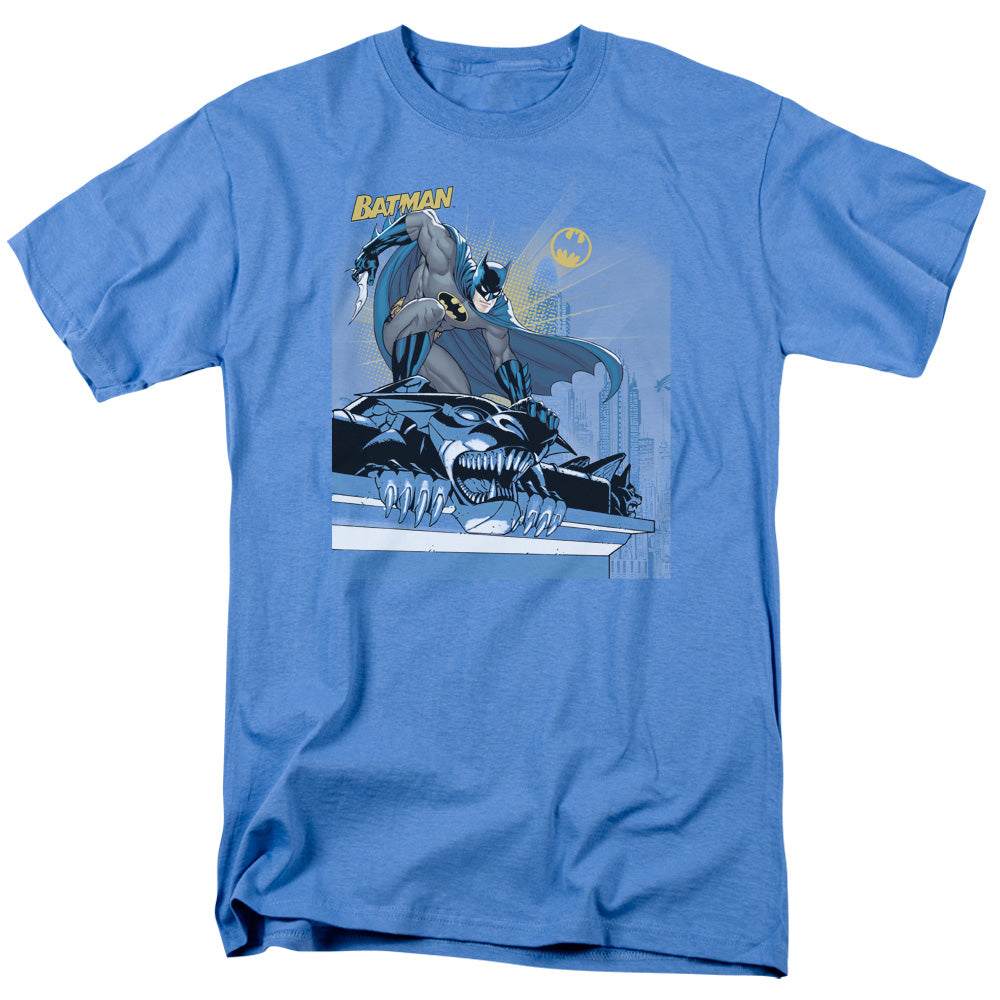 AN OFFCIALLY LICENSED BATMAN TWO GOTHAM GARGOYLES MEN'S REGULAR FIT T-SHIRT CAROLINA BLUE