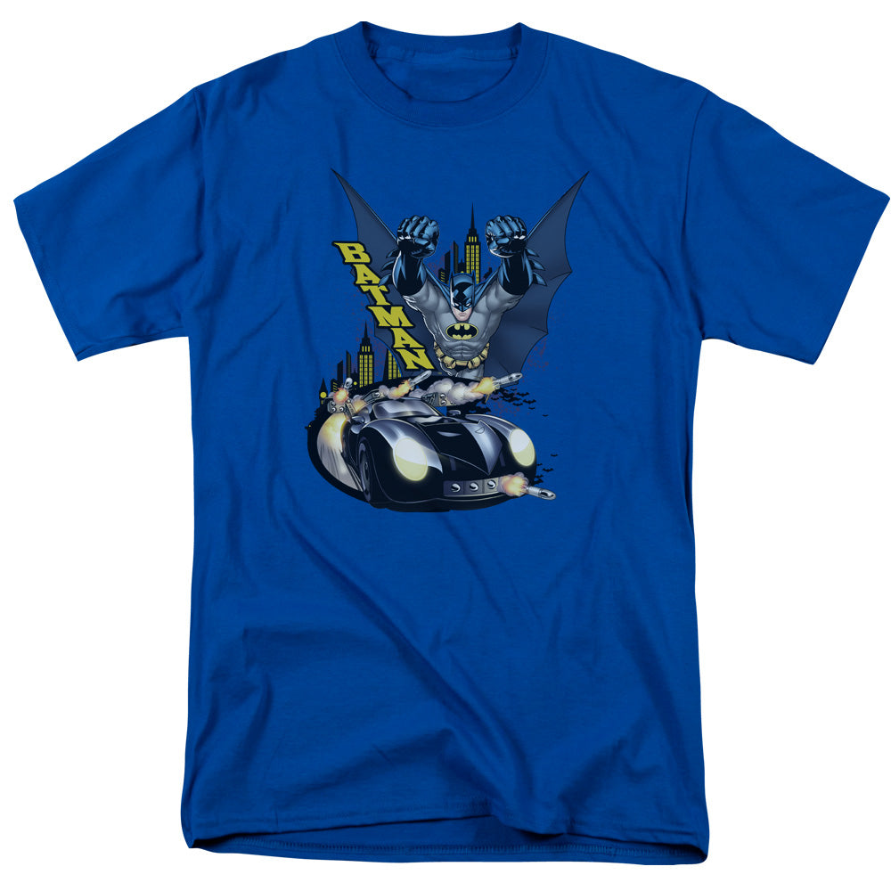 AN OFFCIALLY LICENSED BATMAN BY AIR & BY LAND MEN'S REGULAR FIT T-SHIRT ROYAL