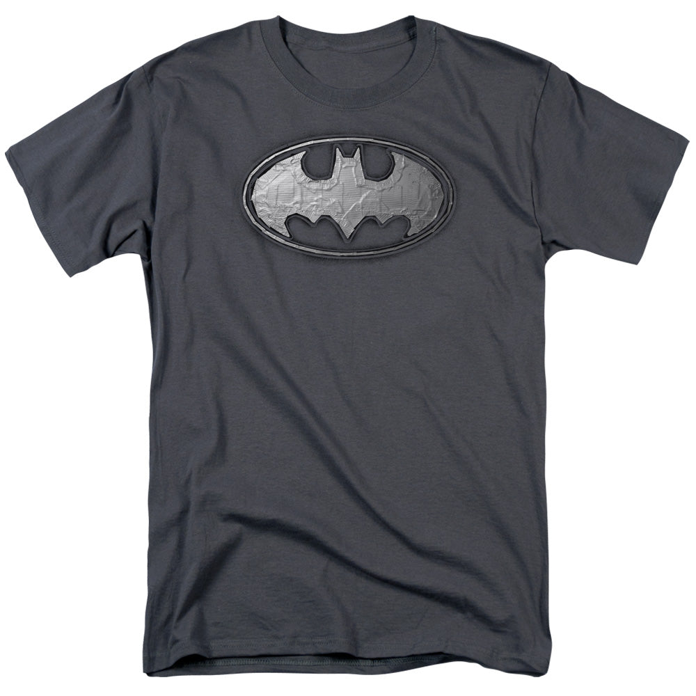 AN OFFCIALLY LICENSED BATMAN DUCT TAPE LOGO MEN'S REGULAR FIT T-SHIRT CHARCOAL