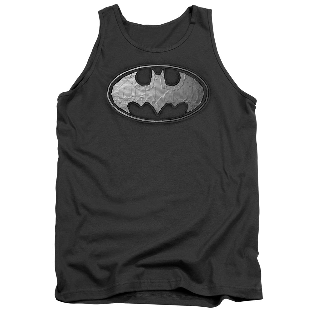 AN OFFCIALLY LICENSED BATMAN DUCT TAPE LOGO ADULT UNISEX TANK TOP CHARCOAL