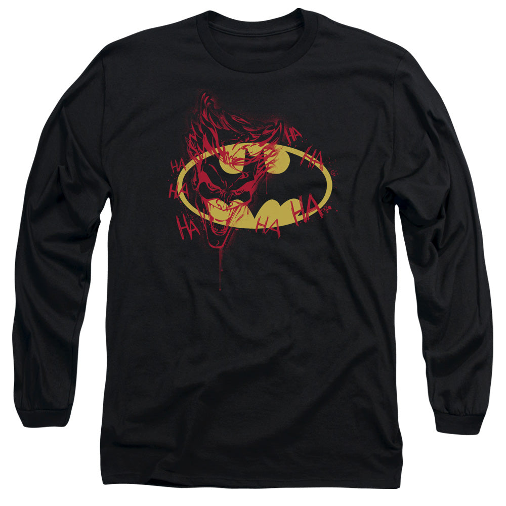 AN OFFCIALLY LICENSED BATMAN JOKER GRAFFITI MEN'S LONG SLEEVE T-SHIRT BLACK