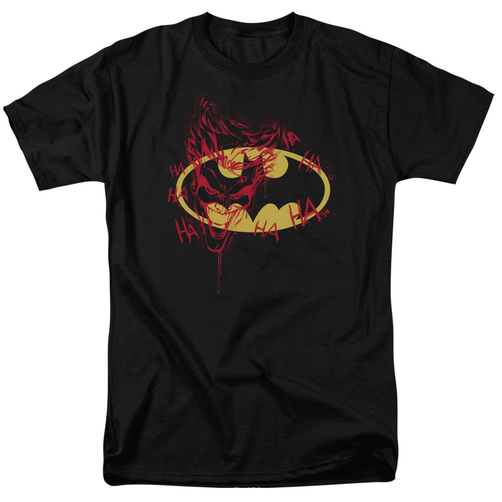 AN OFFCIALLY LICENSED BATMAN JOKER GRAFFITI MEN'S REGULAR FIT T-SHIRT BLACK