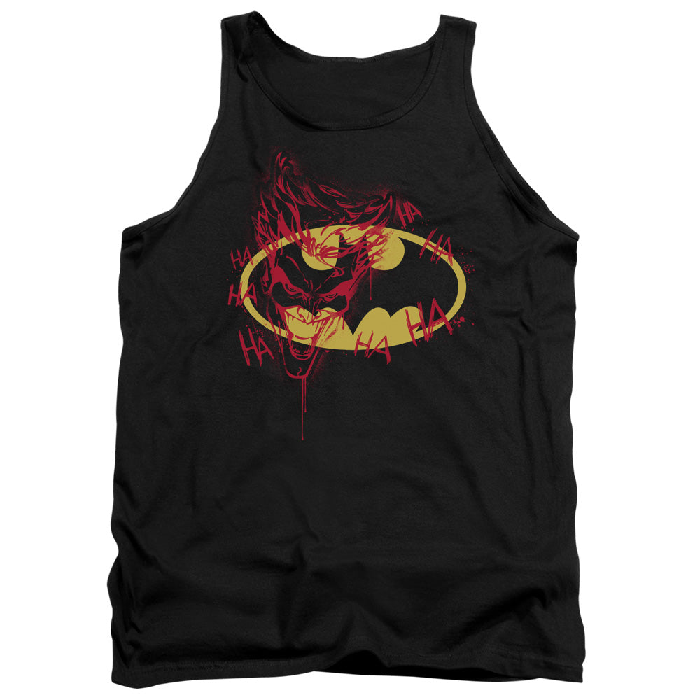 AN OFFCIALLY LICENSED BATMAN JOKER GRAFFITI ADULT UNISEX TANK TOP BLACK