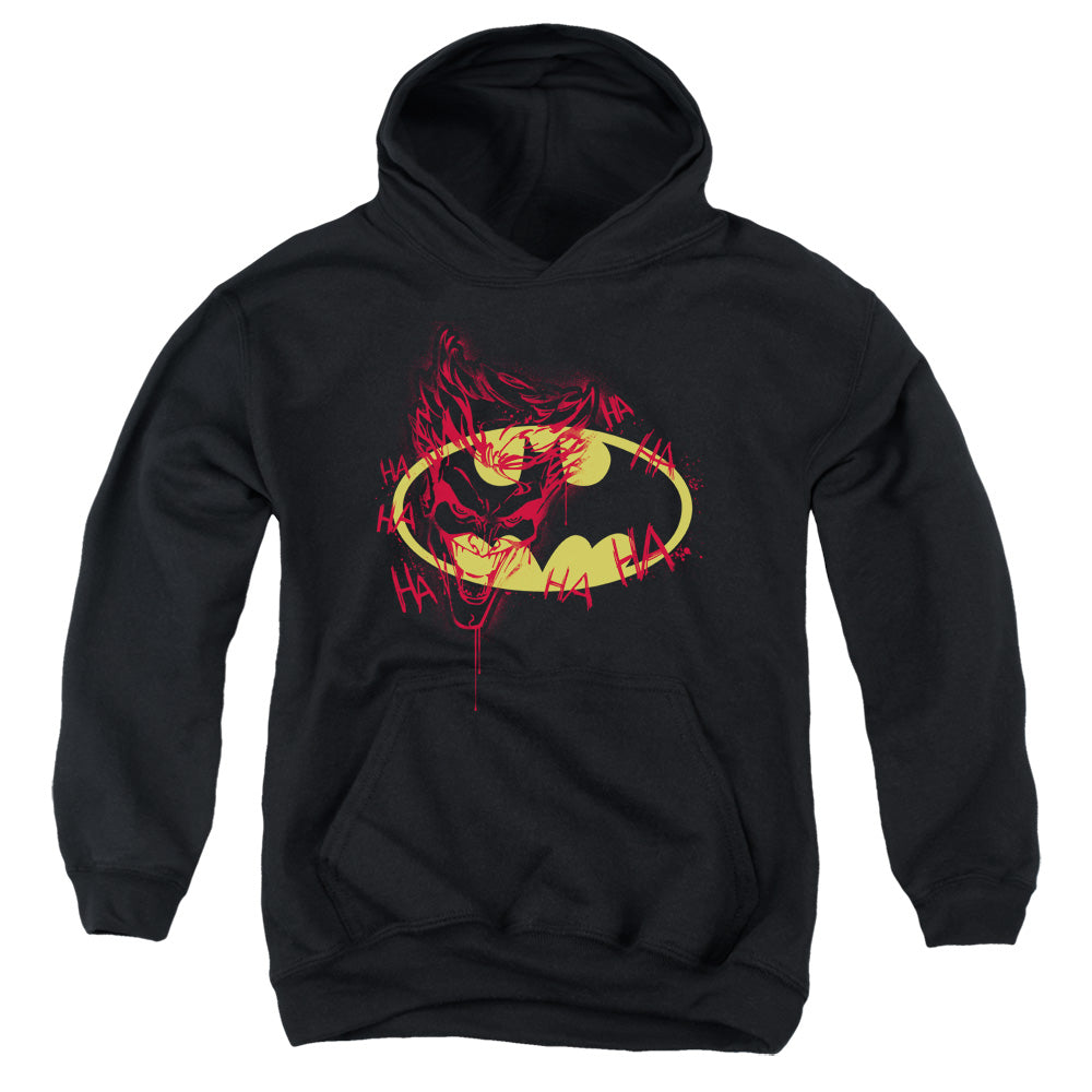 AN OFFCIALLY LICENSED BATMAN JOKER GRAFFITI YOUTH HOODIE BLACK