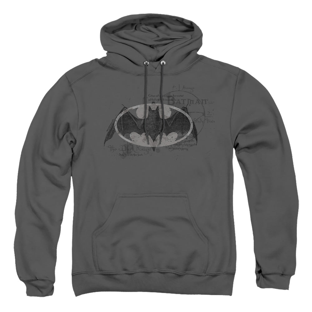 AN OFFCIALLY LICENSED BATMAN ARCANE BAT LOGO ADULT UNISEX PULLOVER HOODIE CHARCOAL
