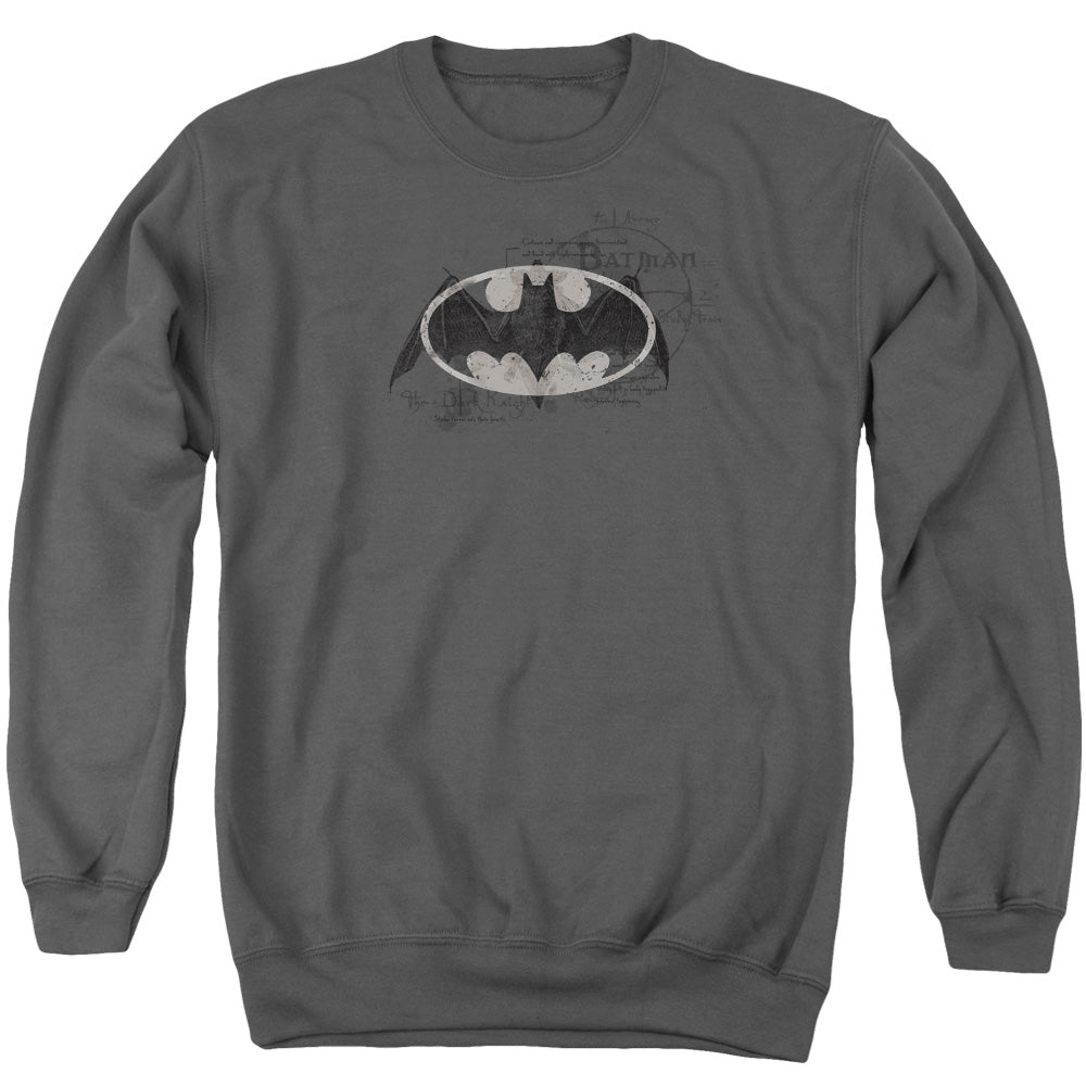 AN OFFCIALLY LICENSED BATMAN ARCANE BAT LOGO ADULT UNISEX CREWNECK SWEATSHIRT CHARCOAL