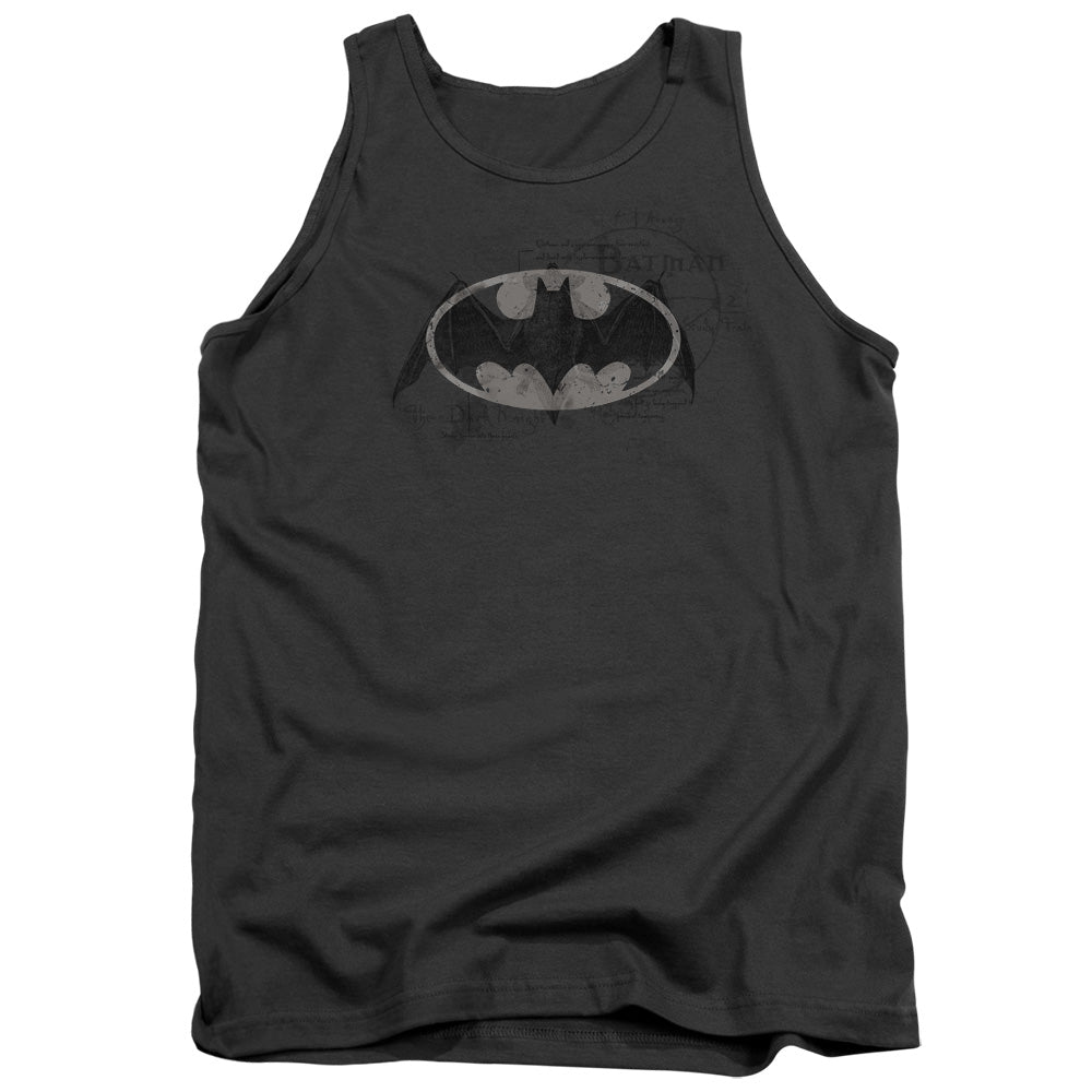 AN OFFCIALLY LICENSED BATMAN ARCANE BAT LOGO ADULT UNISEX TANK TOP CHARCOAL