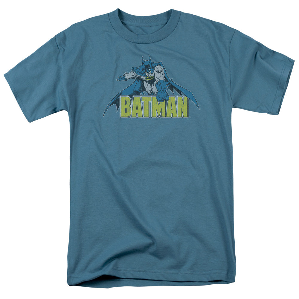 AN OFFCIALLY LICENSED BATMAN RETRO DISTRESSED MEN'S REGULAR FIT T-SHIRT SLATE