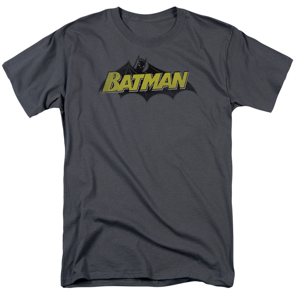 AN OFFCIALLY LICENSED BATMAN CLASSIC COMIC LOGO MEN'S REGULAR FIT T-SHIRT CHARCOAL