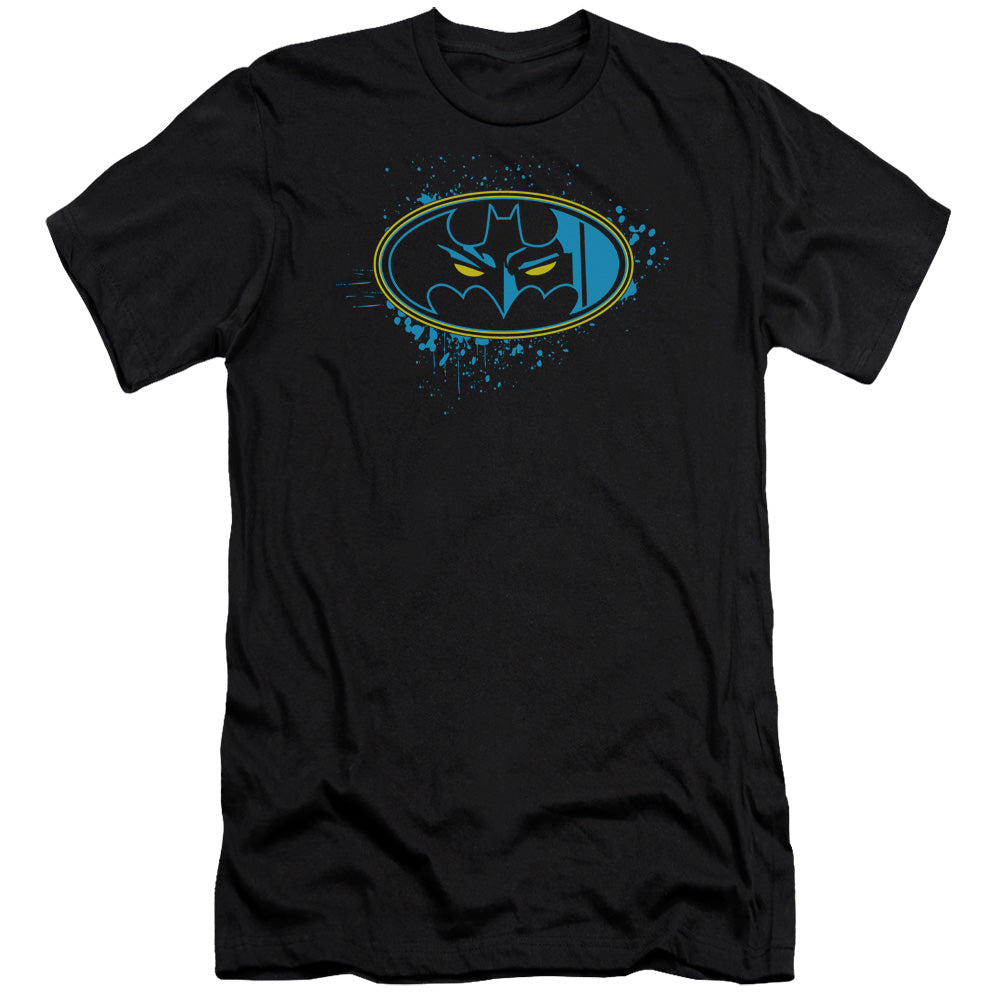 AN OFFCIALLY LICENSED BATMAN EYES IN THE DARKNESS MEN'S PREMIUM SLIM FIT T-SHIRT BLACK