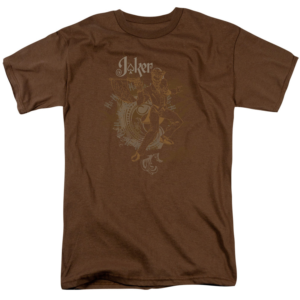AN OFFCIALLY LICENSED BATMAN JOKER EXPLOSION MEN'S REGULAR FIT T-SHIRT COFFEE