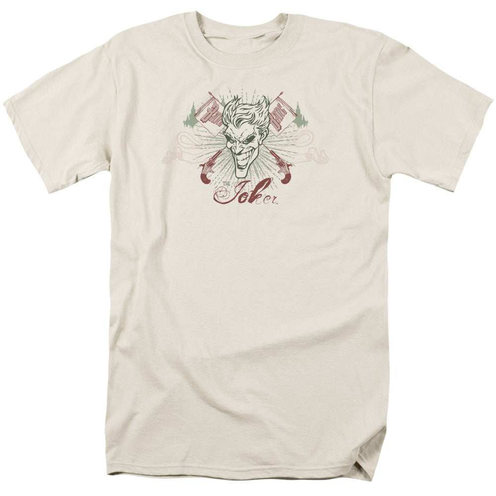 AN OFFCIALLY LICENSED BATMAN THE JOKES ON YOU MEN'S REGULAR FIT T-SHIRT CREAM