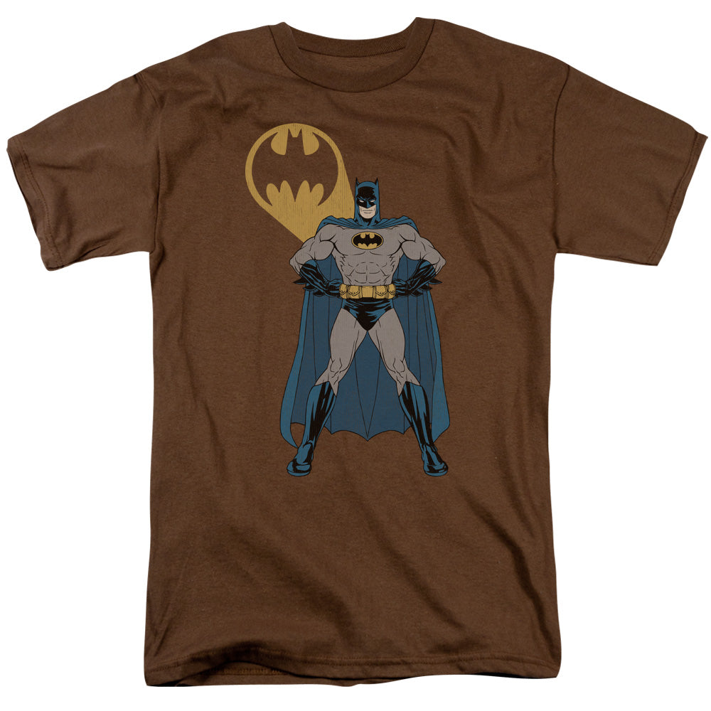 AN OFFCIALLY LICENSED BATMAN ARMS AKIMBO BATS MEN'S REGULAR FIT T-SHIRT COFFEE