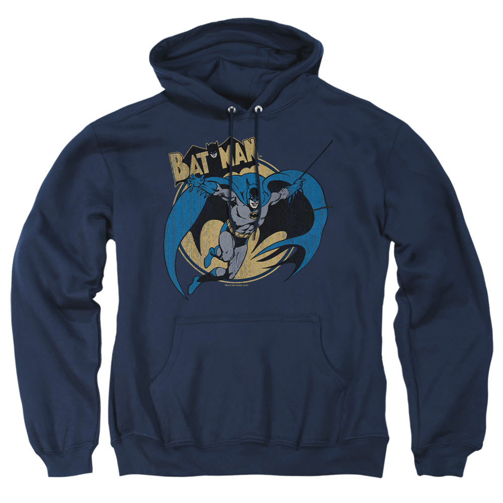 AN OFFCIALLY LICENSED BATMAN THROUGH THE NIGHT ADULT UNISEX PULLOVER HOODIE NAVY