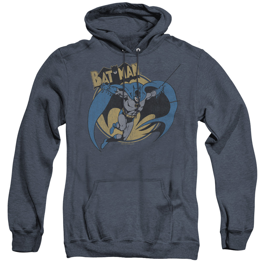 AN OFFCIALLY LICENSED BATMAN THROUGH THE NIGHT ADULT UNISEX HEATHER PULLOVER HOODIE NAVY