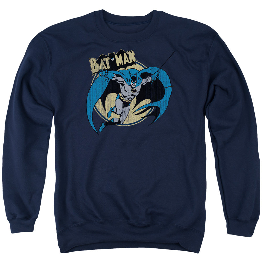 AN OFFCIALLY LICENSED BATMAN THROUGH THE NIGHT ADULT UNISEX CREWNECK SWEATSHIRT NAVY