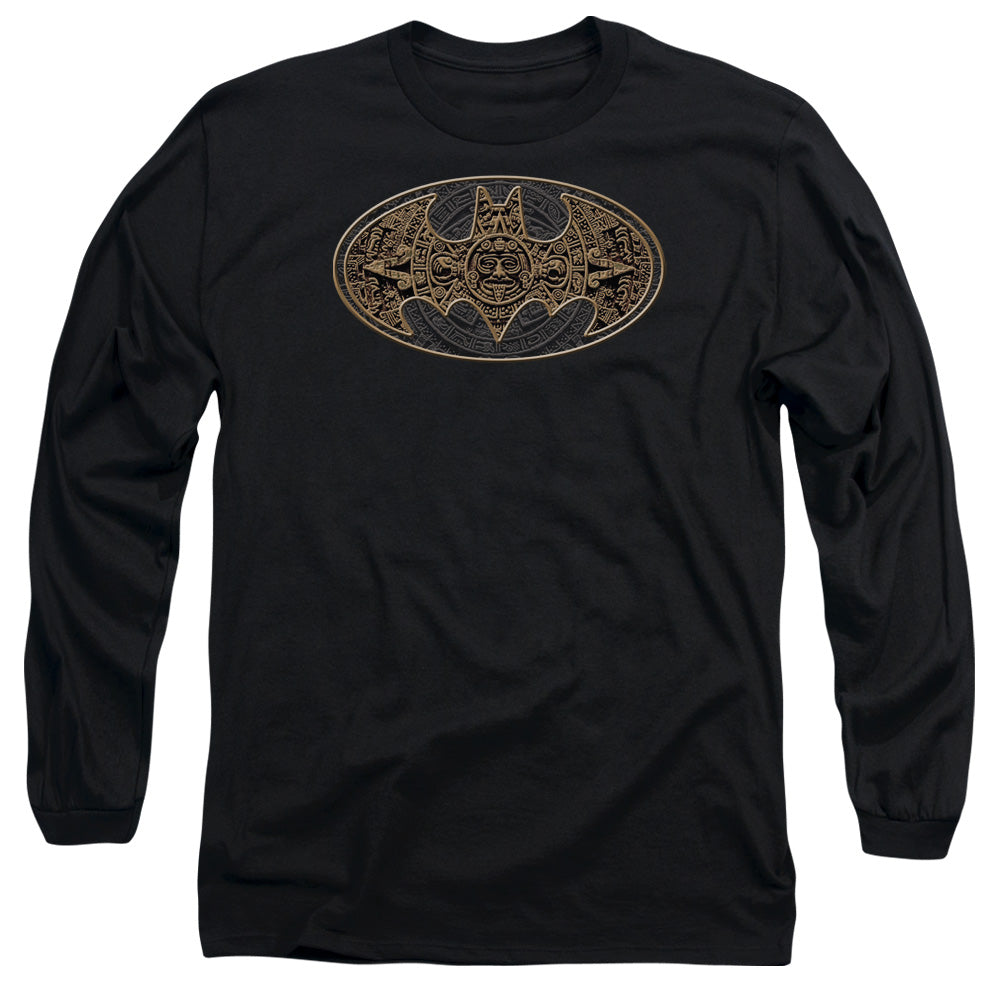 AN OFFCIALLY LICENSED BATMAN AZTEC BAT LOGO MEN'S LONG SLEEVE T-SHIRT BLACK