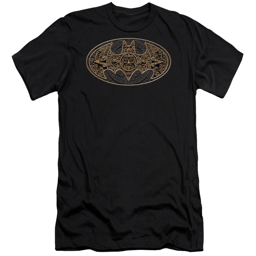 AN OFFCIALLY LICENSED BATMAN AZTEC BAT LOGO MEN'S PREMIUM SLIM FIT T-SHIRT BLACK