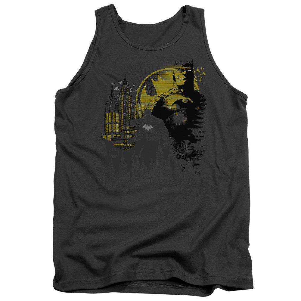 AN OFFCIALLY LICENSED BATMAN THE DARK CITY ADULT UNISEX TANK TOP CHARCOAL