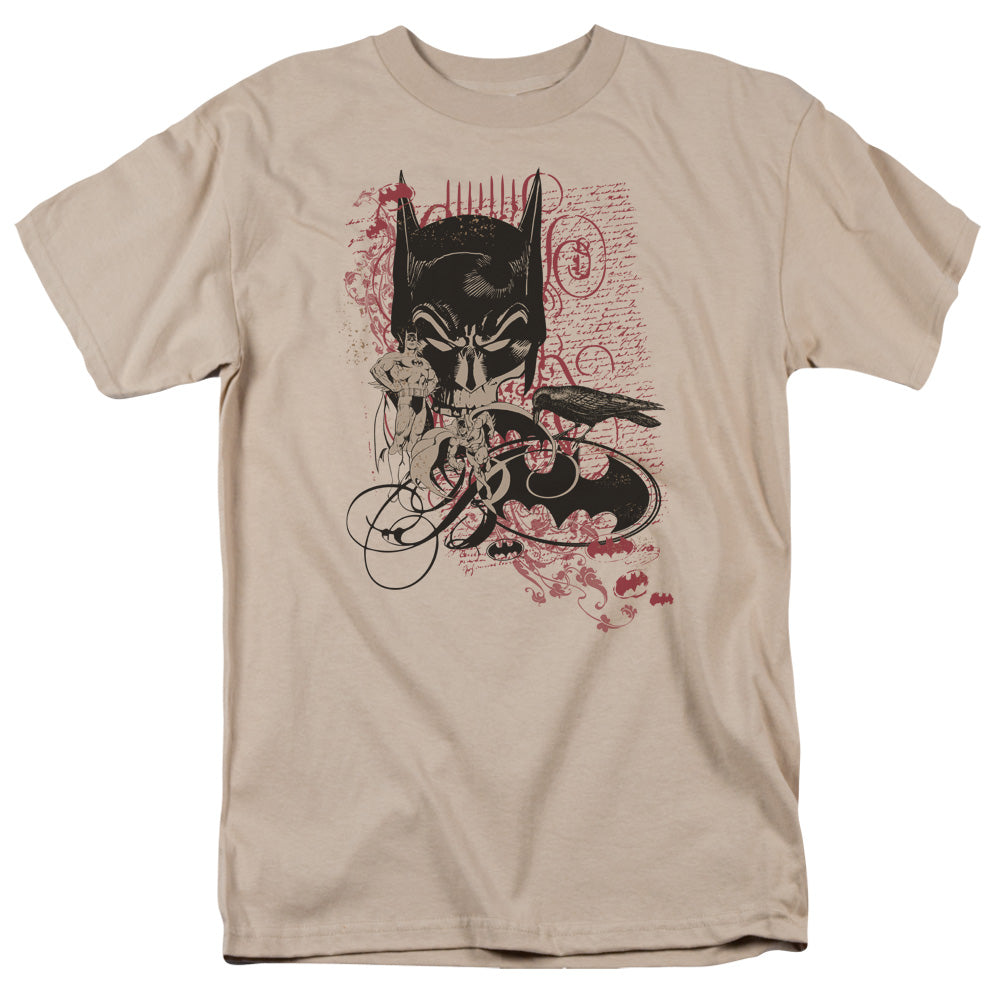AN OFFCIALLY LICENSED BATMAN HEROIC TO THE BONE MEN'S REGULAR FIT T-SHIRT SAND