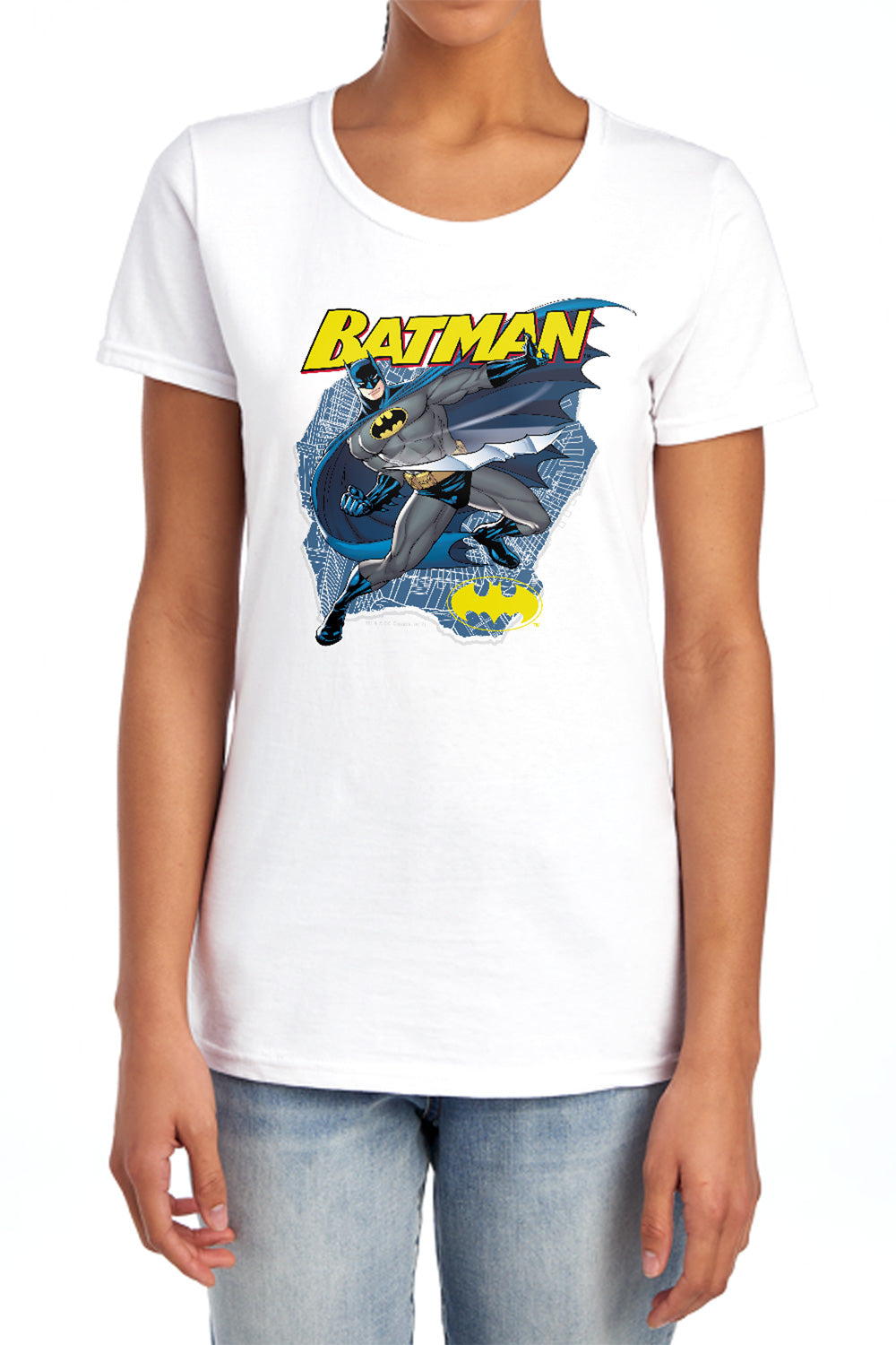 AN OFFCIALLY LICENSED BATMAN TASTE THE METAL WOMEN'S REGULAR FIT T-SHIRT CAROLINA BLUE