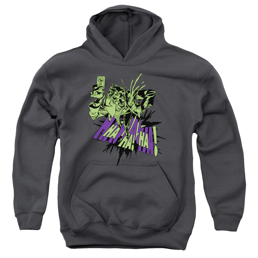 AN OFFCIALLY LICENSED BATMAN SMELL MY FLOWER YOUTH HOODIE CHARCOAL