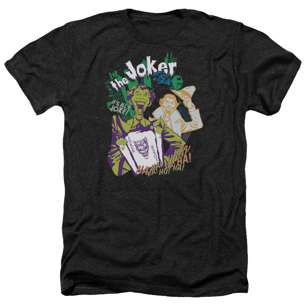 AN OFFCIALLY LICENSED BATMAN ITS ALL A JOKE MEN'S HEATHER T-SHIRT CHARCOAL