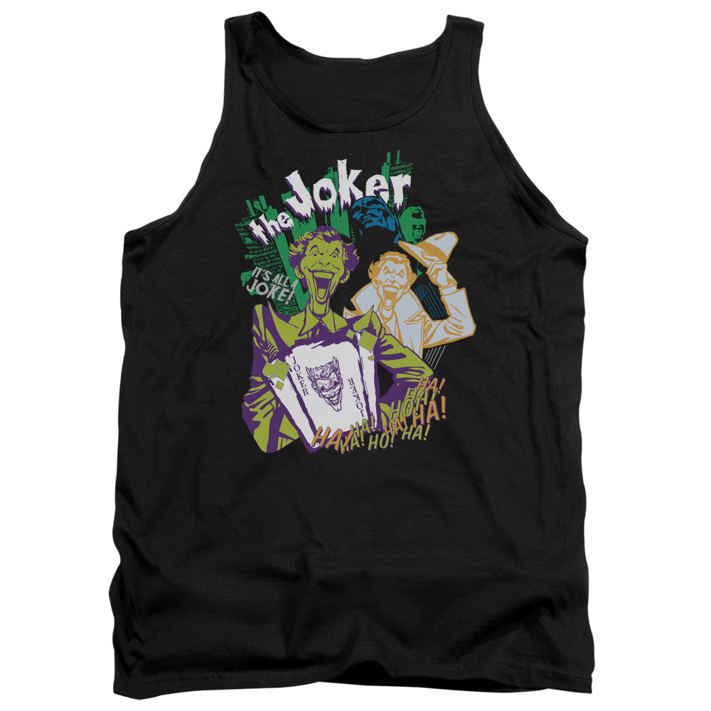 AN OFFCIALLY LICENSED BATMAN ITS ALL A JOKE ADULT UNISEX TANK TOP BLACK