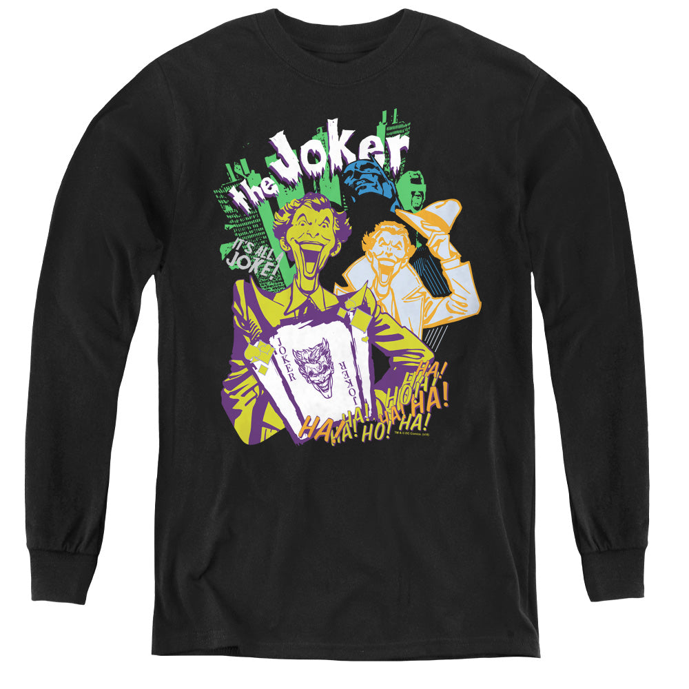 AN OFFCIALLY LICENSED BATMAN ITS ALL A JOKE YOUTH LONG SLEEVE T-SHIRT BLACK
