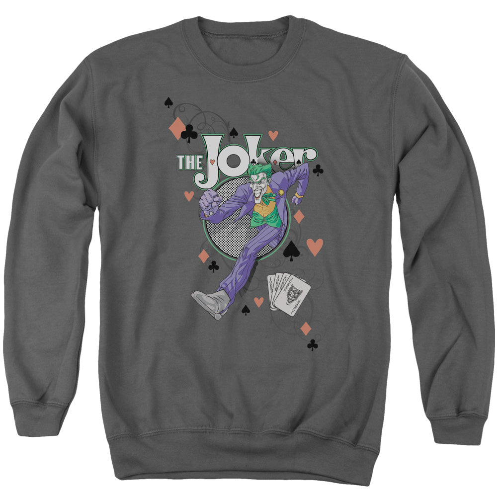 AN OFFCIALLY LICENSED BATMAN ALWAYS A JOKER ADULT UNISEX CREWNECK SWEATSHIRT CHARCOAL