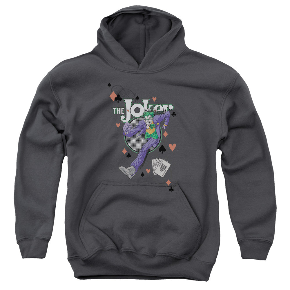 AN OFFCIALLY LICENSED BATMAN ALWAYS A JOKER YOUTH HOODIE CHARCOAL