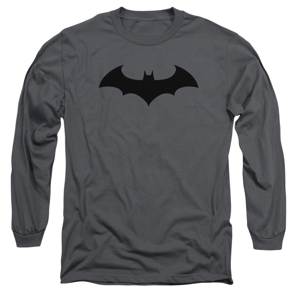 AN OFFCIALLY LICENSED BATMAN HUSH LOGO MEN'S LONG SLEEVE T-SHIRT CHARCOAL