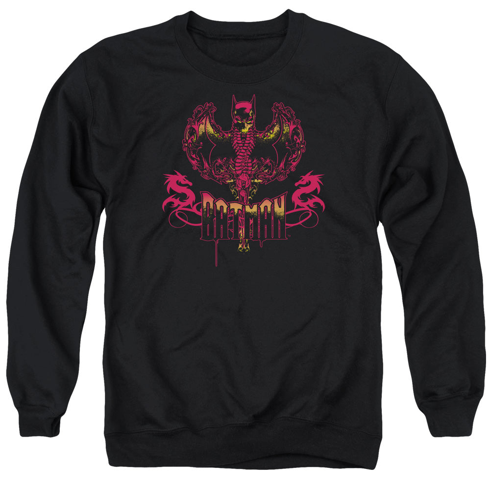 AN OFFCIALLY LICENSED BATMAN HEART OF FIRE ADULT UNISEX CREWNECK SWEATSHIRT BLACK