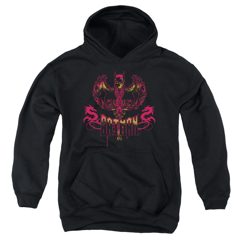 AN OFFCIALLY LICENSED BATMAN HEART OF FIRE YOUTH HOODIE BLACK