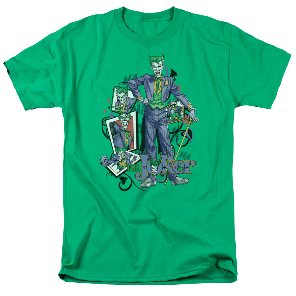 AN OFFCIALLY LICENSED BATMAN WILD CARDS MEN'S REGULAR FIT T-SHIRT KELLY GREEN