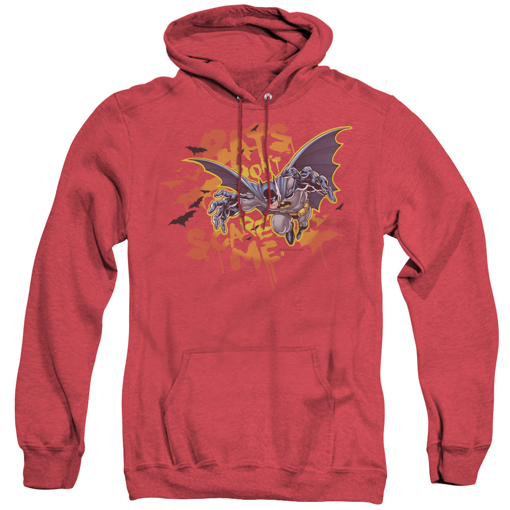 AN OFFCIALLY LICENSED BATMAN BATS DONT SCARE ME ADULT UNISEX HEATHER PULLOVER HOODIE RED