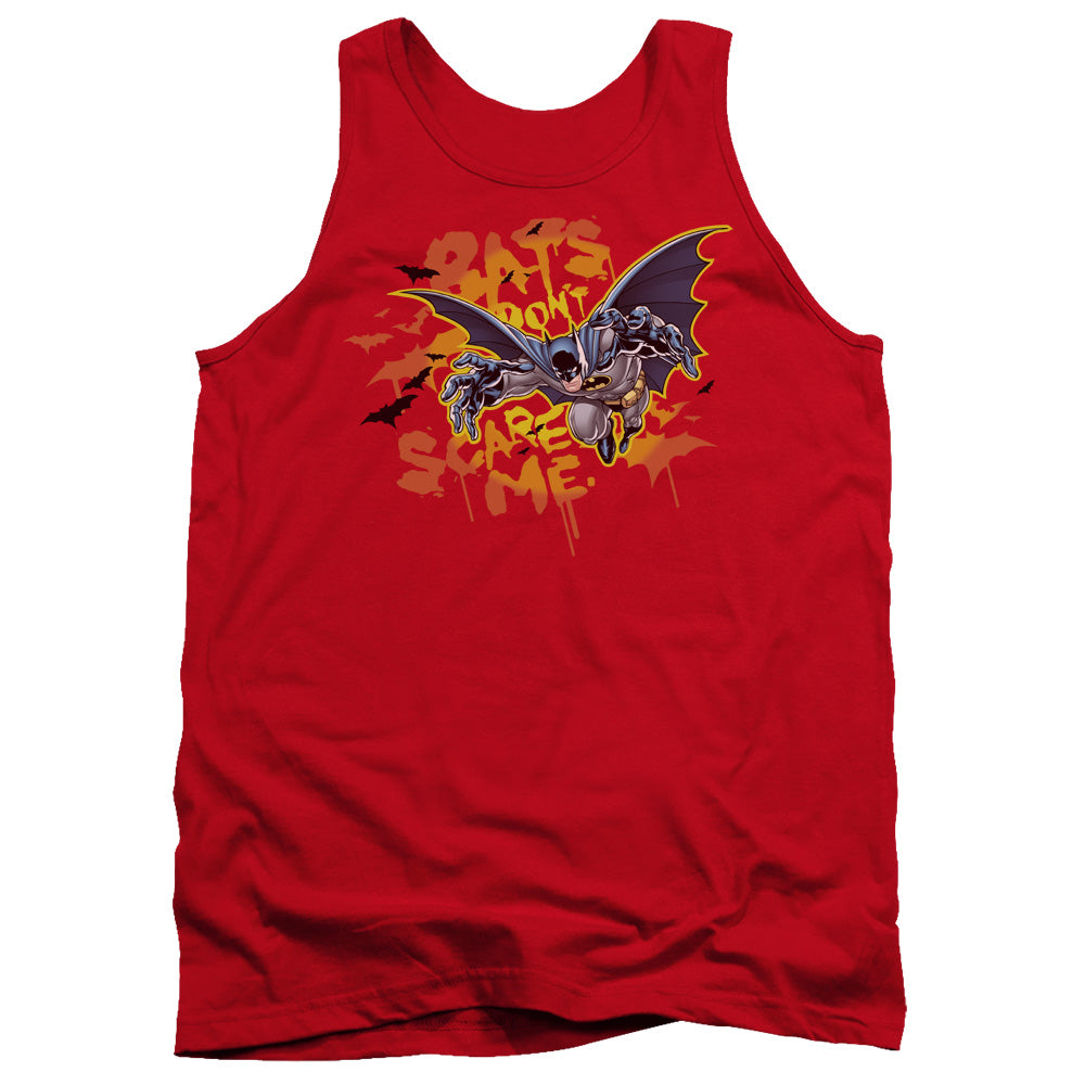 AN OFFCIALLY LICENSED BATMAN BATS DONT SCARE ME ADULT UNISEX TANK TOP RED