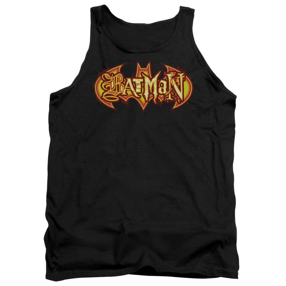 AN OFFCIALLY LICENSED BATMAN FIERY SHIELD ADULT UNISEX TANK TOP BLACK