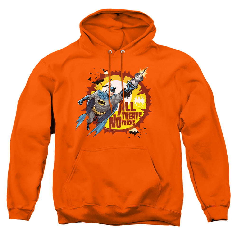AN OFFCIALLY LICENSED BATMAN ALL TREATS ADULT UNISEX PULLOVER HOODIE ORANGE