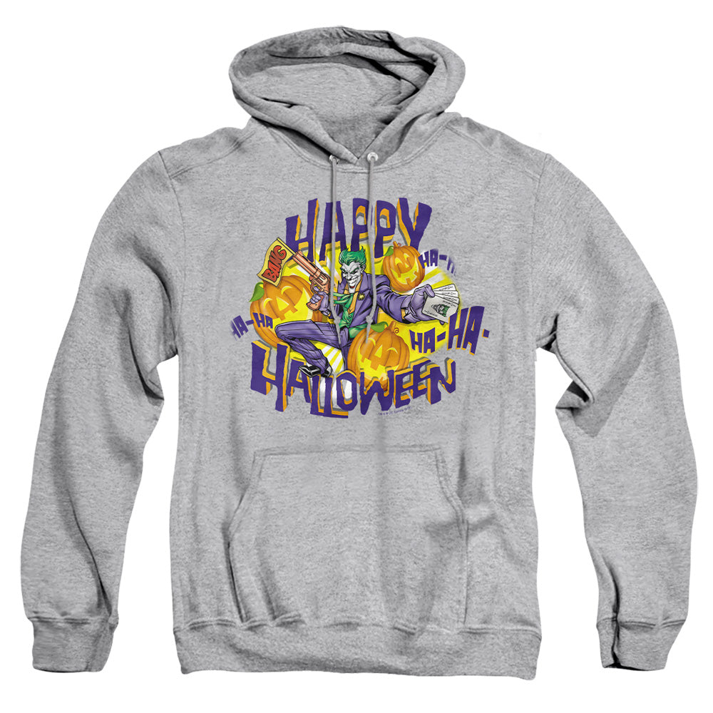 AN OFFCIALLY LICENSED BATMAN HA HA HALLOWEEN ADULT UNISEX PULLOVER HOODIE ATHLETIC HEATHER