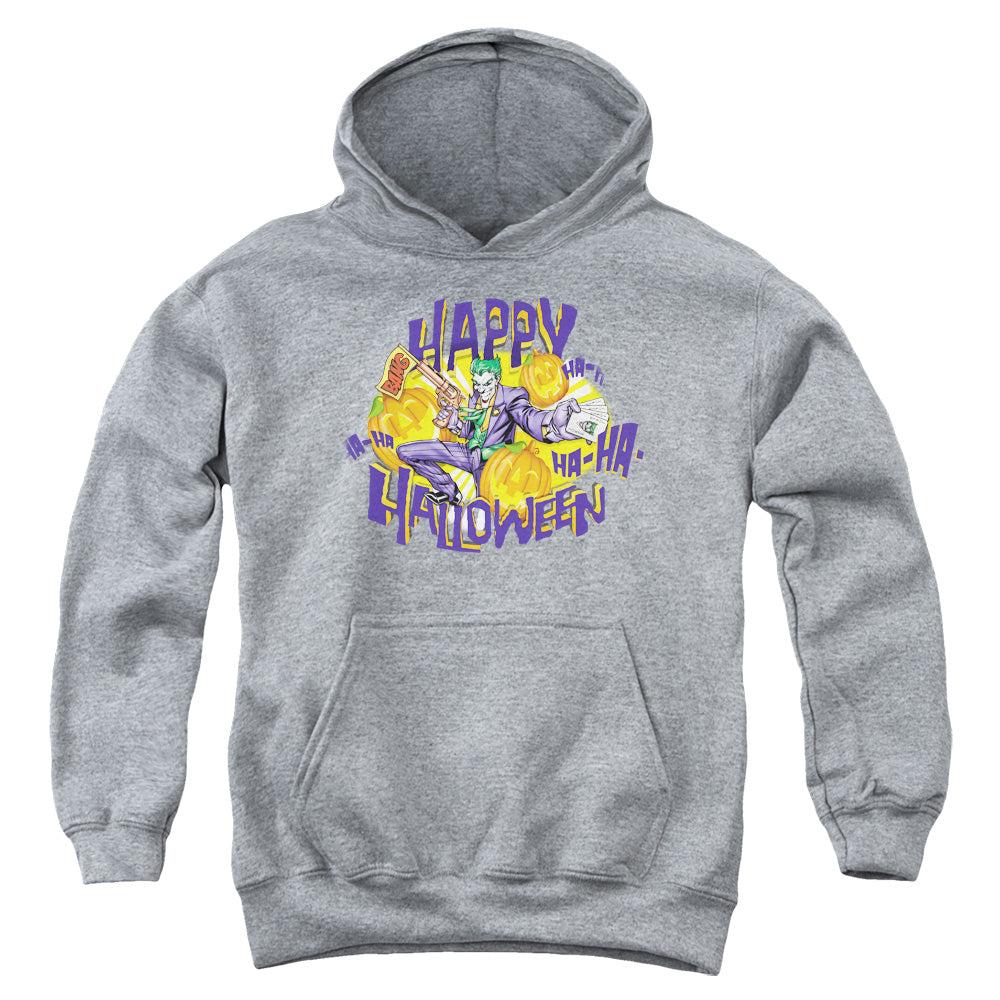 AN OFFCIALLY LICENSED BATMAN HA HA HALLOWEEN YOUTH HOODIE ATHLETIC HEATHER