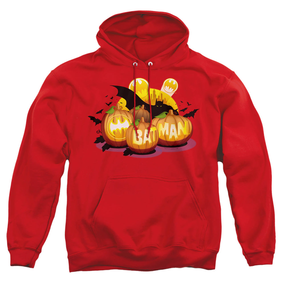 AN OFFCIALLY LICENSED BATMAN BAT O LANTERNS ADULT UNISEX PULLOVER HOODIE RED