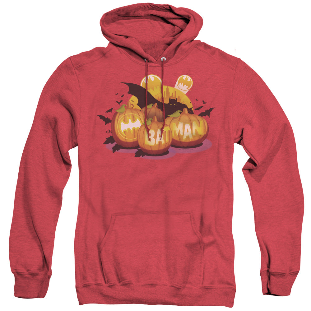 AN OFFCIALLY LICENSED BATMAN BAT O LANTERNS ADULT UNISEX HEATHER PULLOVER HOODIE RED