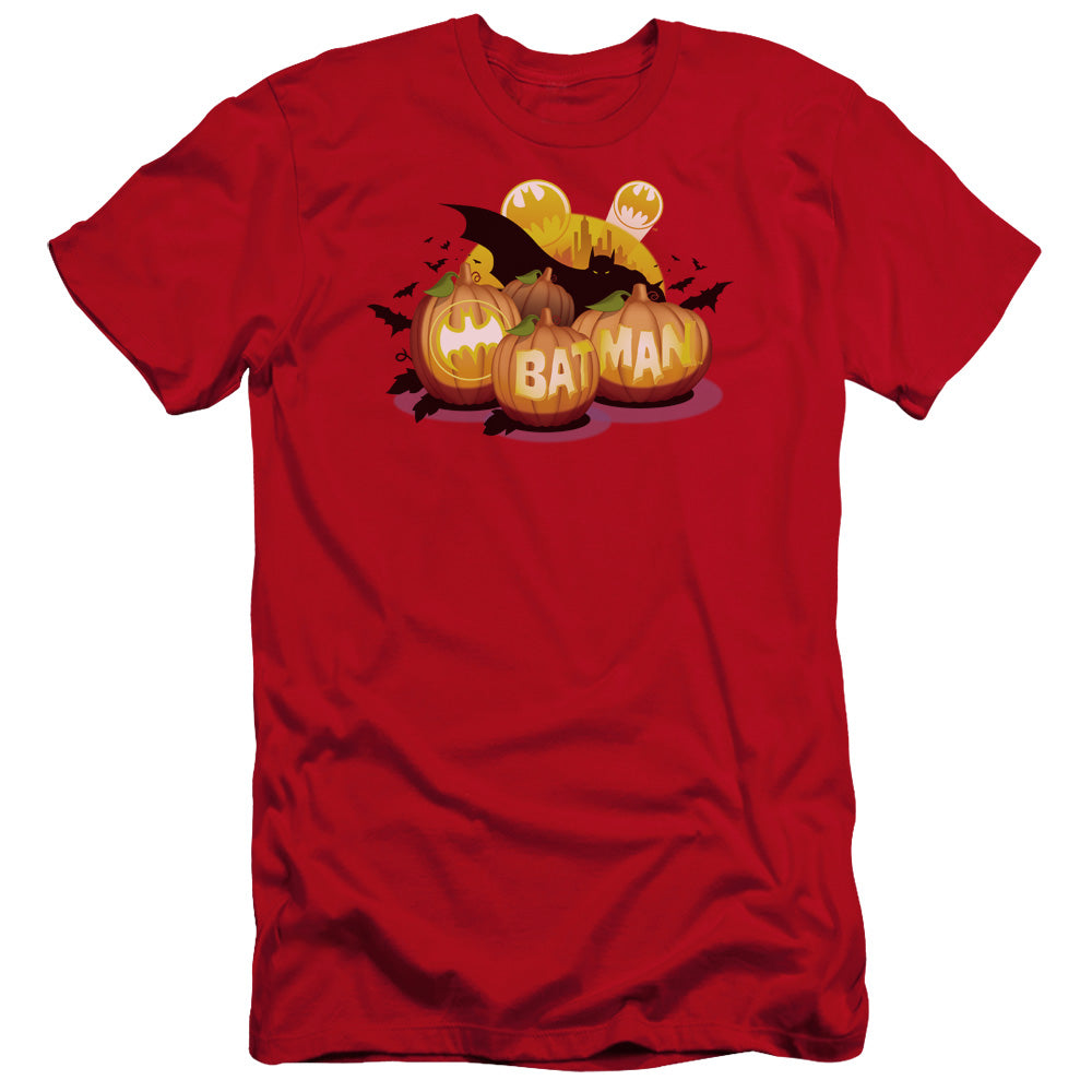 AN OFFCIALLY LICENSED BATMAN BAT O LANTERNS MEN'S PREMIUM SLIM FIT T-SHIRT RED