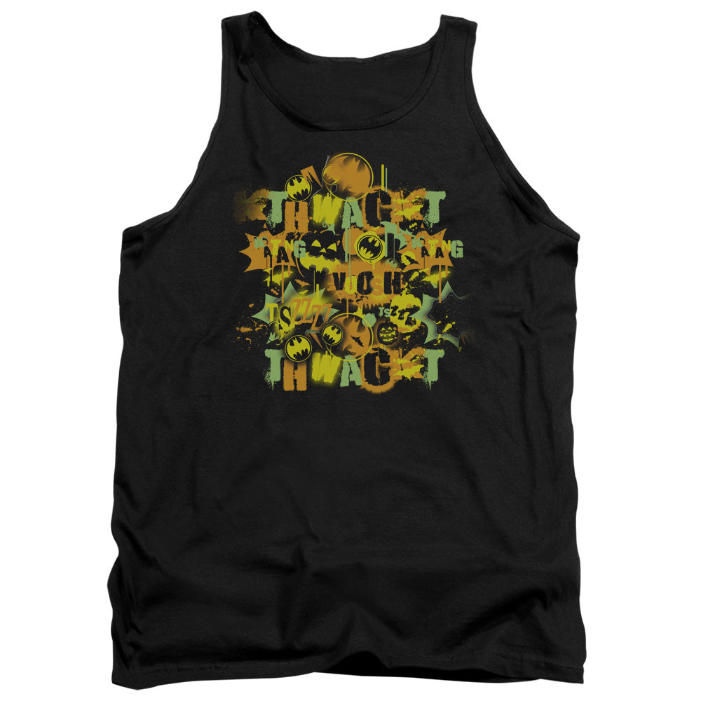 AN OFFCIALLY LICENSED BATMAN HALLOWEEN KNIGHT SOUNDS ADULT UNISEX TANK TOP BLACK