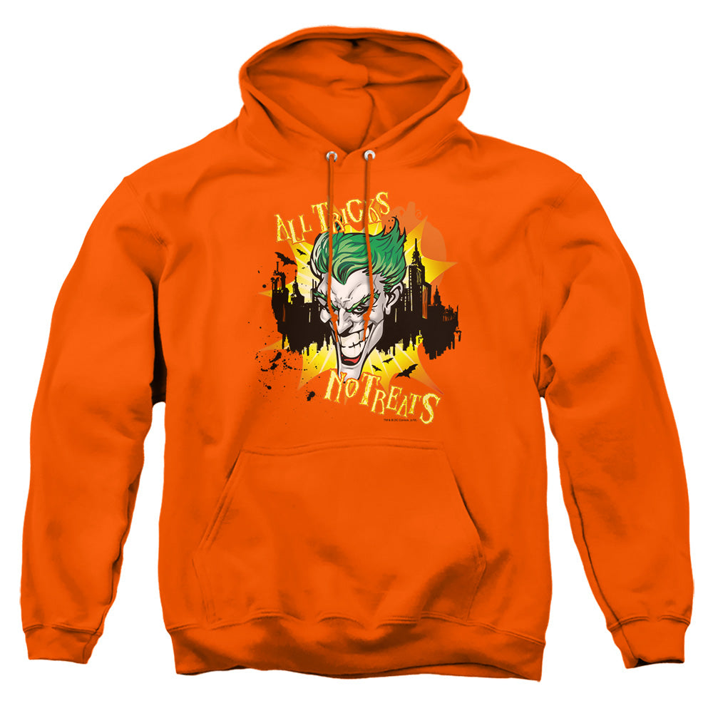 AN OFFCIALLY LICENSED BATMAN ALL TRICKS NO TREATS ADULT UNISEX PULLOVER HOODIE ORANGE