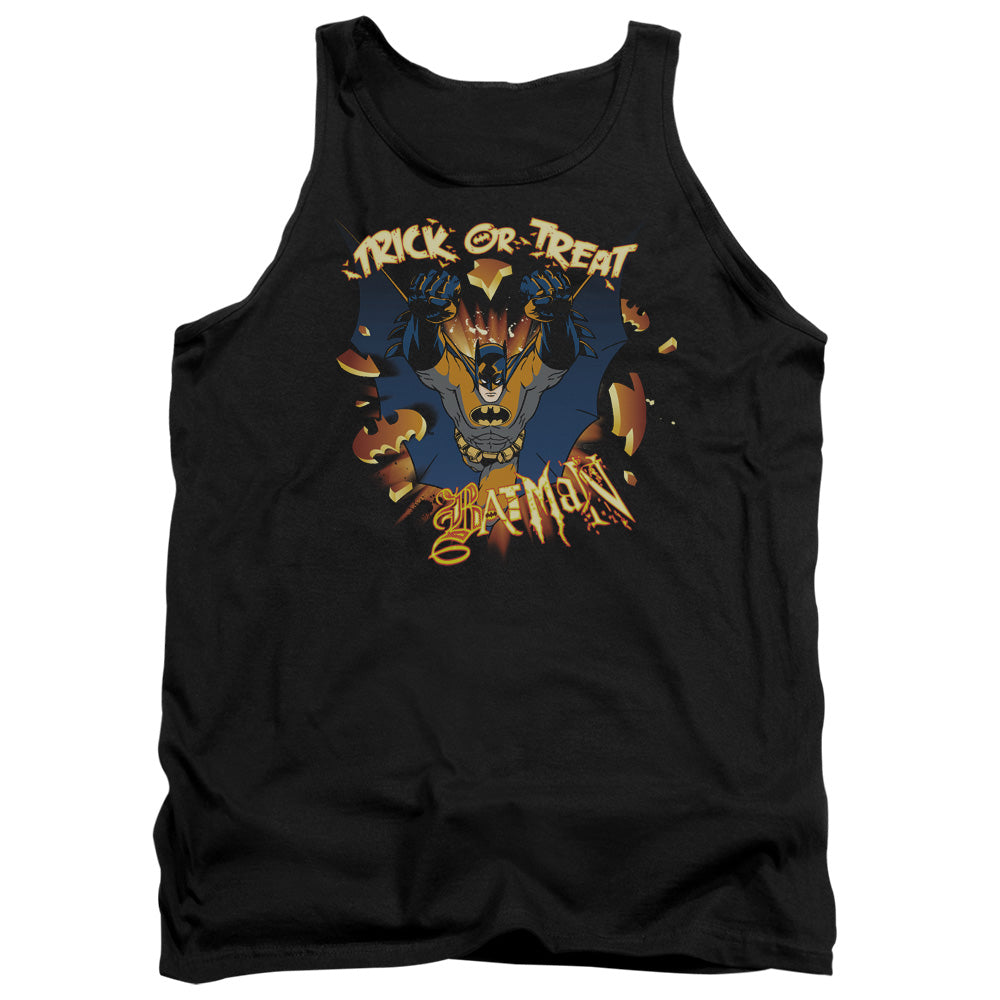 AN OFFCIALLY LICENSED BATMAN PUMPKIN BURST ADULT UNISEX TANK TOP BLACK